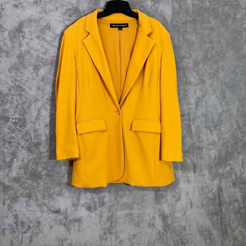 BOSTON PROPER Beyond Travel Marigold Boyfriend Blazer Jacket women’s size 12